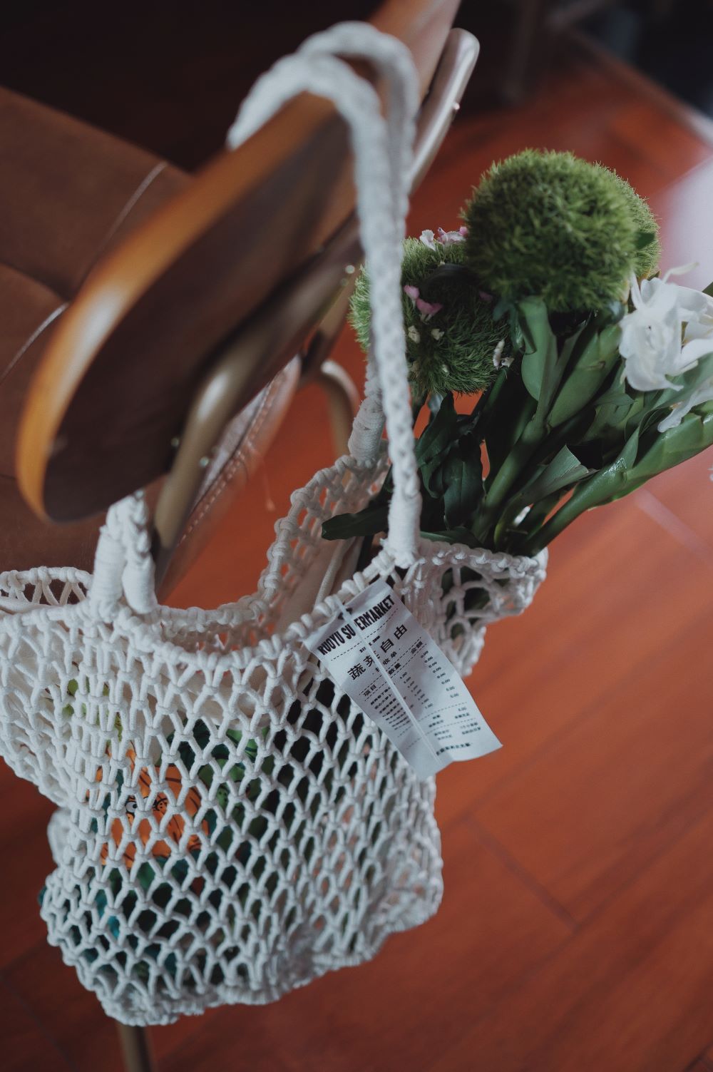 Portable Foldable Mesh Woven Shoulder Tote Bag - RUOYU
