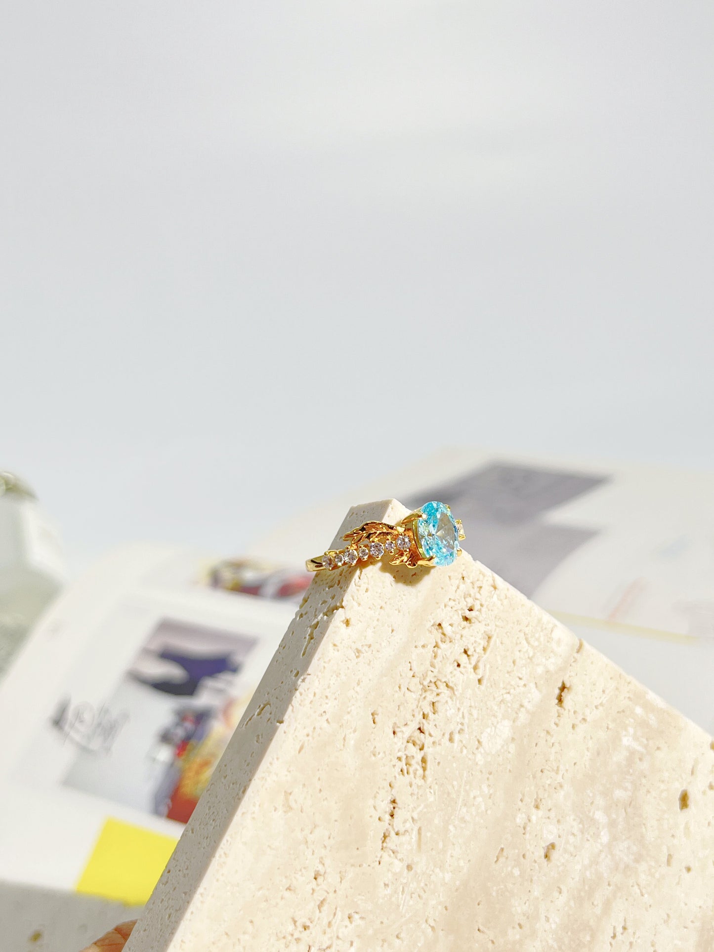 Jo Mavia Ice Blue Wings Ring