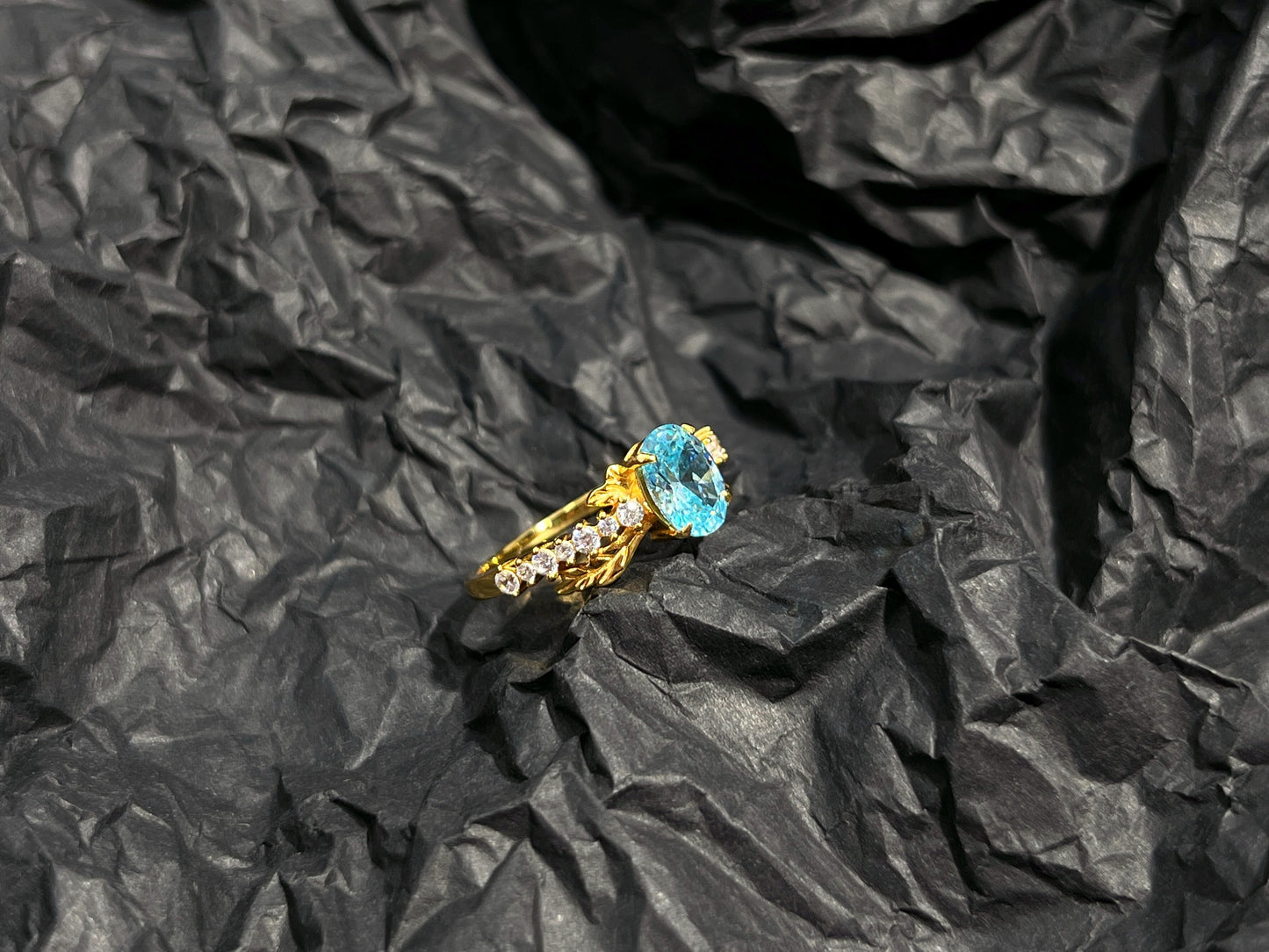 Jo Mavia Ice Blue Wings Ring