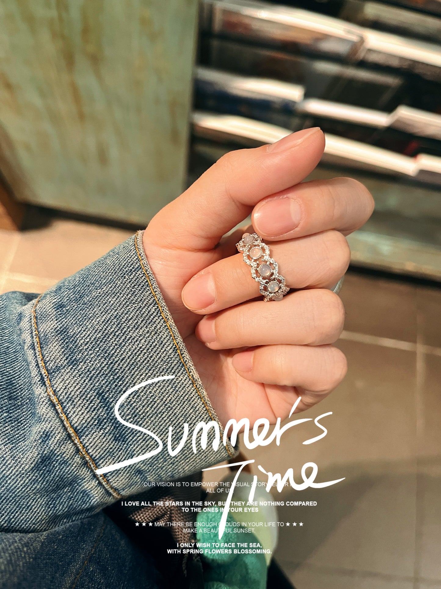 Jo Mavia White Moon Ring