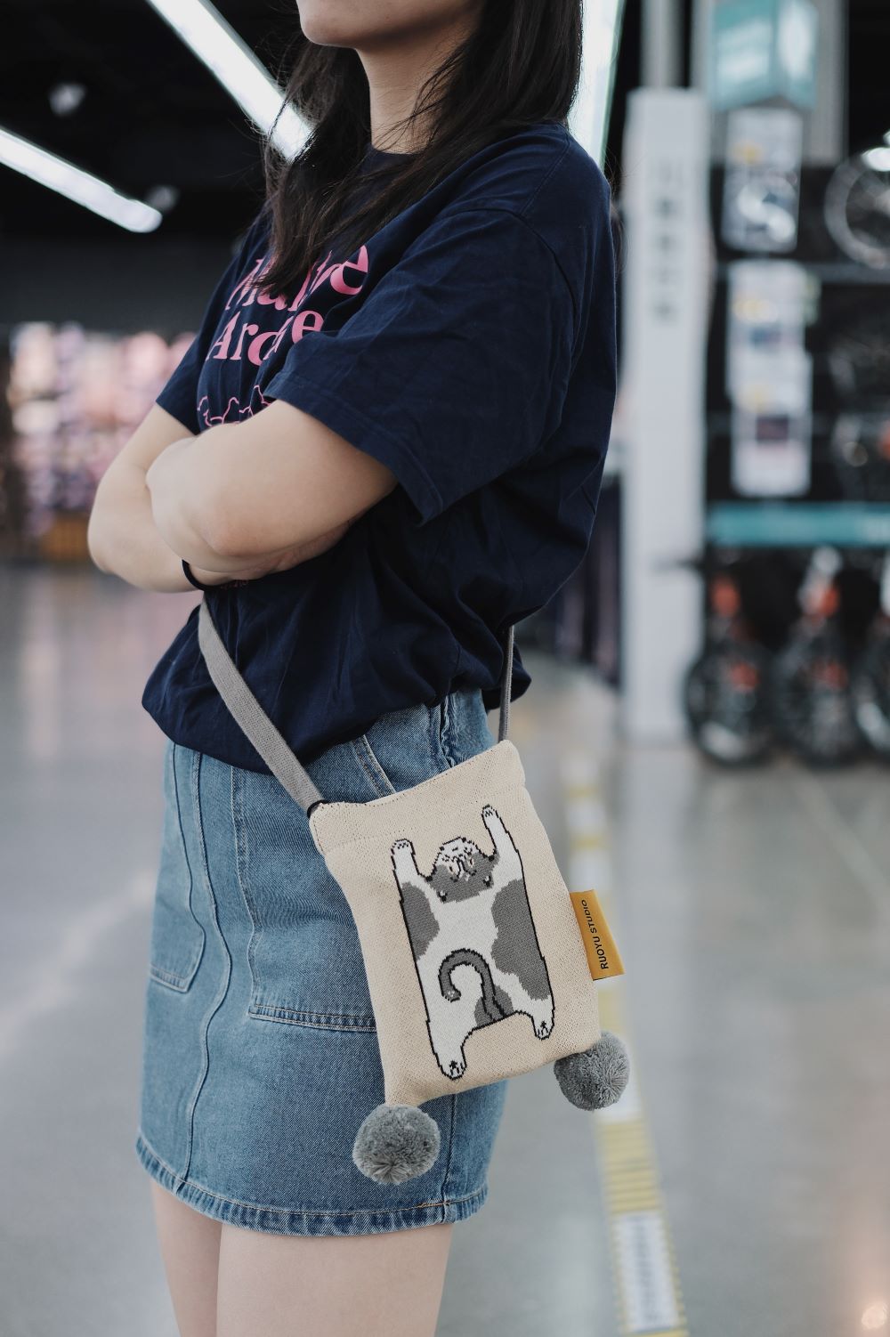 Knitted Mini Crossbody Bag for Phones - RUOYU
