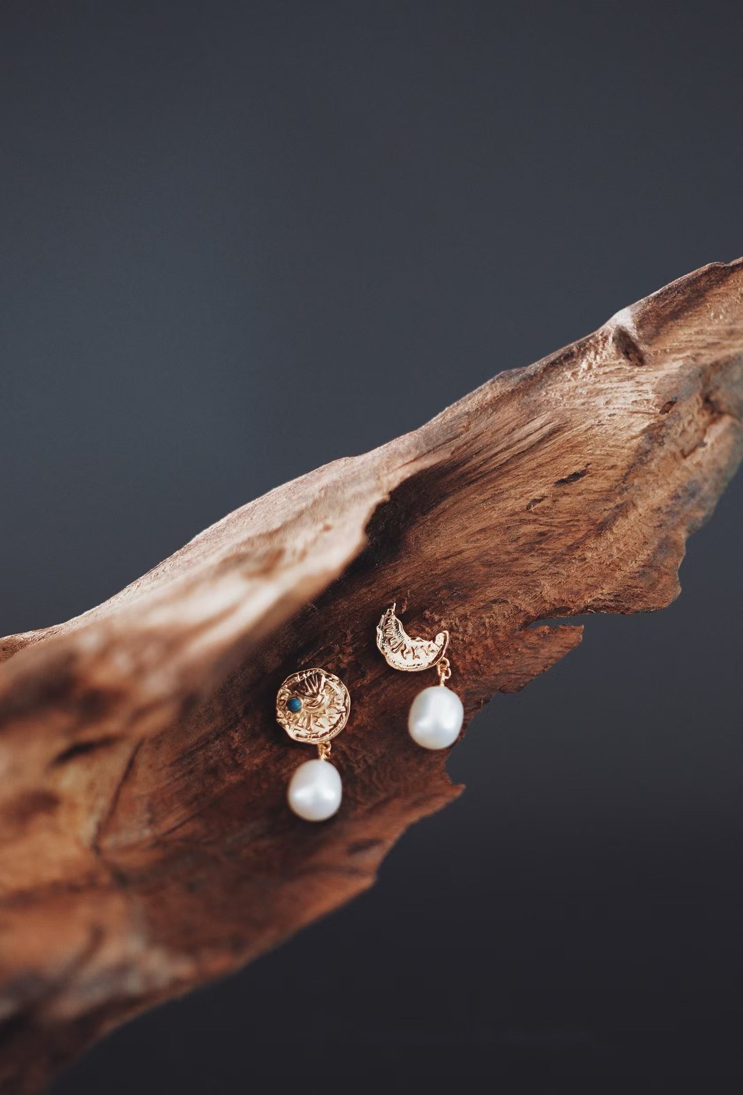 Jo Mavia Star And Moon Pearl Earrings