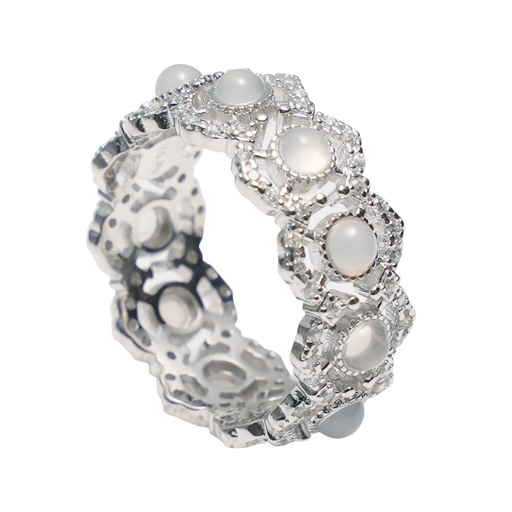 Jo Mavia White Moon Ring