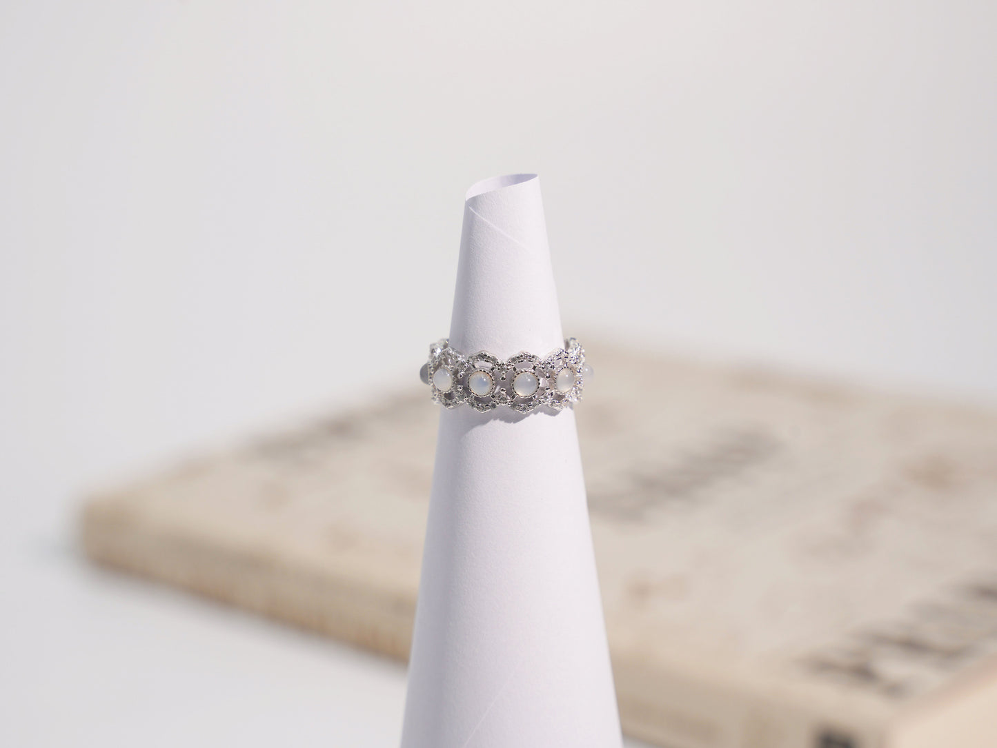 Jo Mavia White Moon Ring