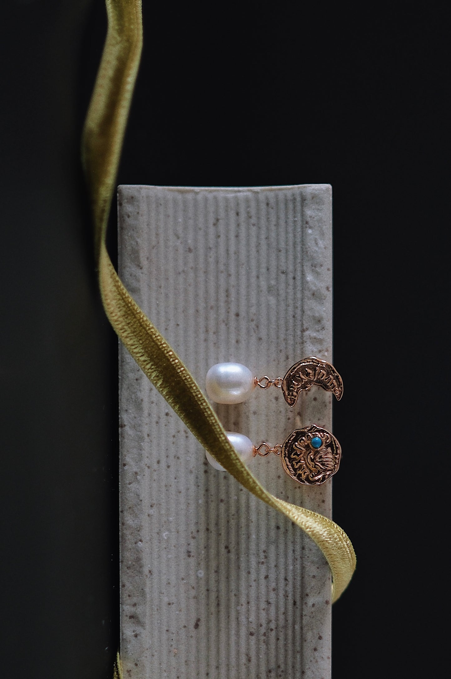 Jo Mavia Star And Moon Pearl Earrings