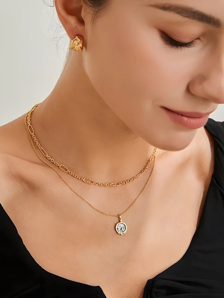Jo Mavia Retro Coin Shape Necklace