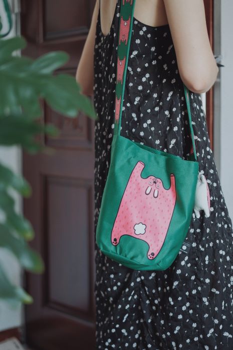 Casual Crossbody Round Bucket Cloth Bag - RUOYU