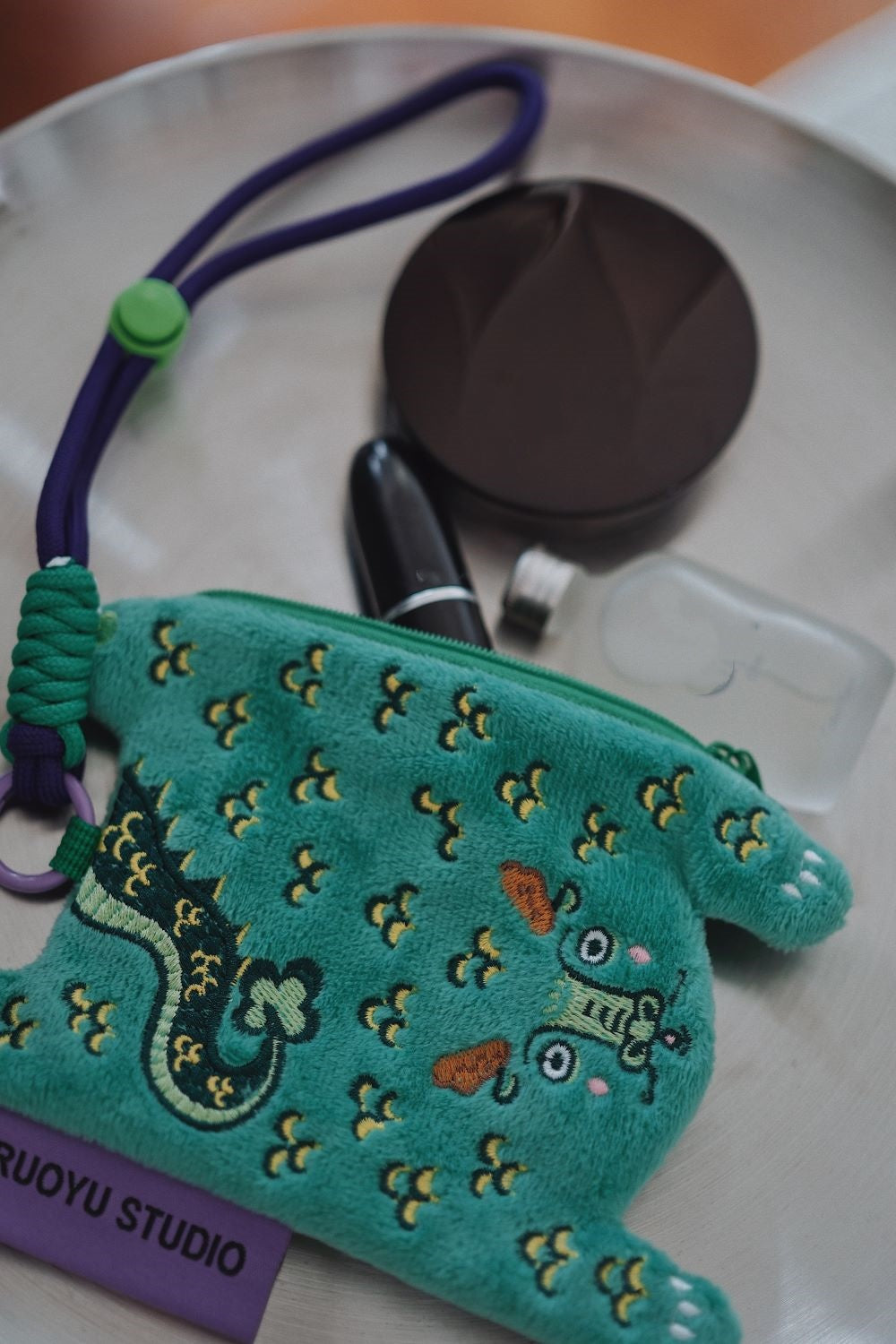 Ruoyu Studio Dragon-Animal Fabric Earphone Case Coin Purse Key Pouch