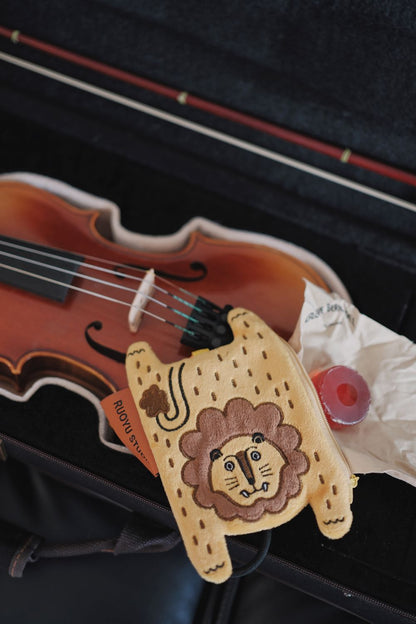 Ruoyu Studio Lion-Animal Fabric Earphone Case Coin Purse Key Pouch