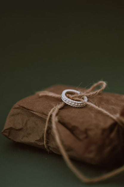 Jo Mavia Silvery Beads Open End Ring