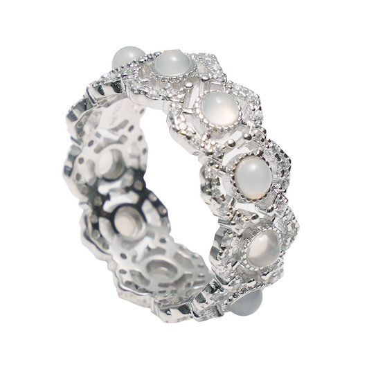 Jo Mavia White Moon Ring
