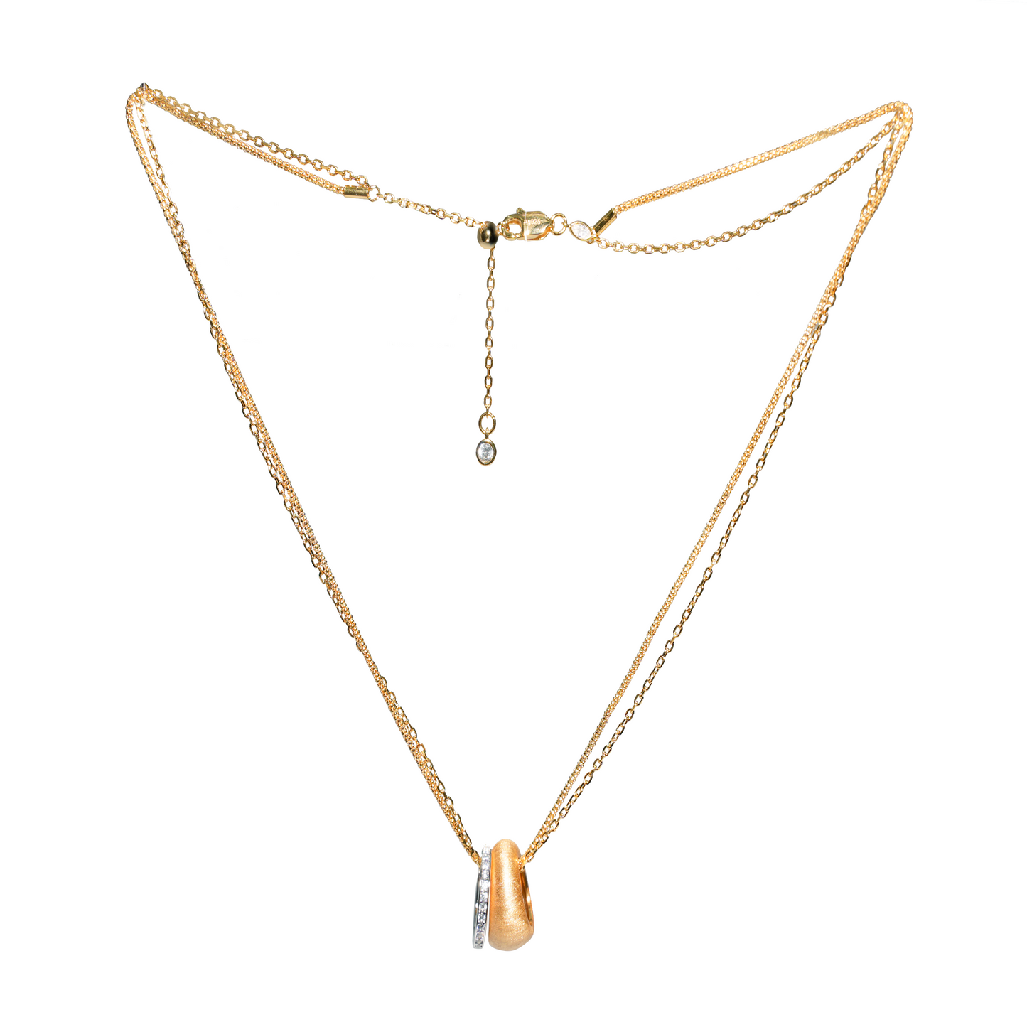 Jo Mavia Golden Diamond Halo Double-Chain Necklace