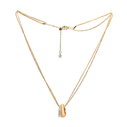 Jo Mavia Golden Diamond Halo Double-Chain Necklace