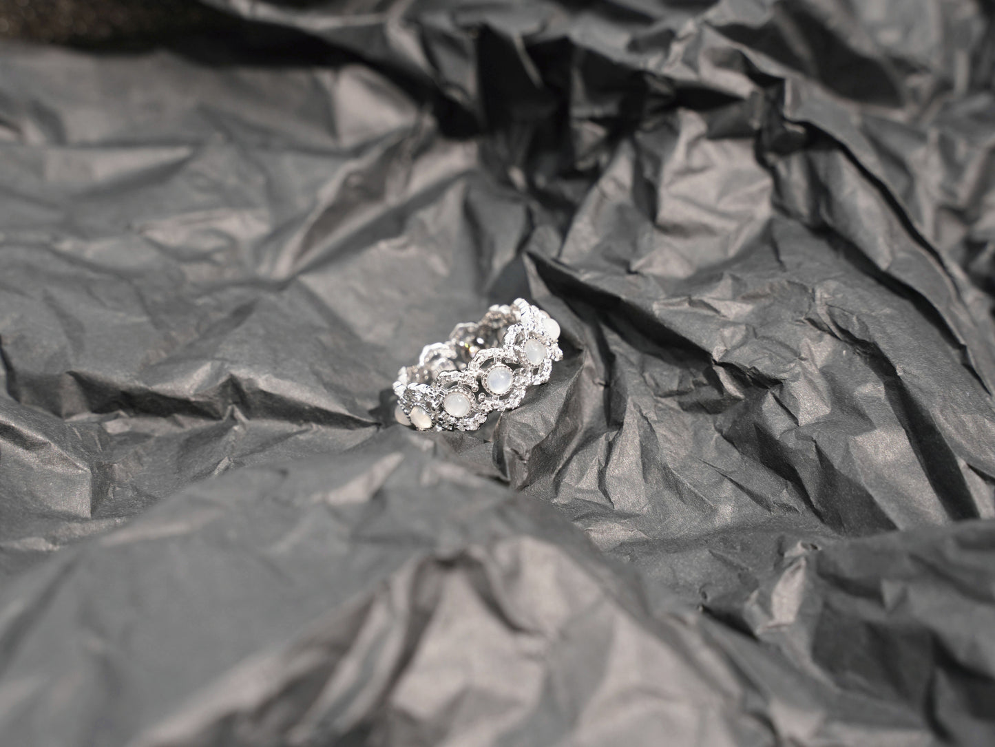 Jo Mavia White Moon Ring