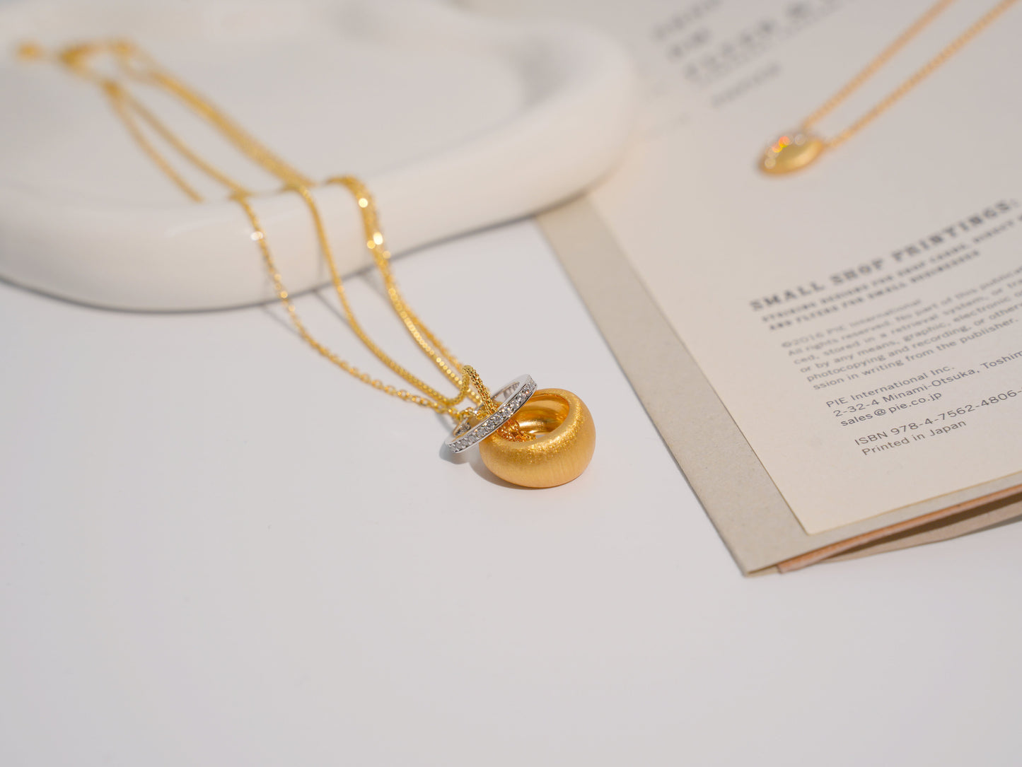 Jo Mavia Golden Diamond Halo Double-Chain Necklace