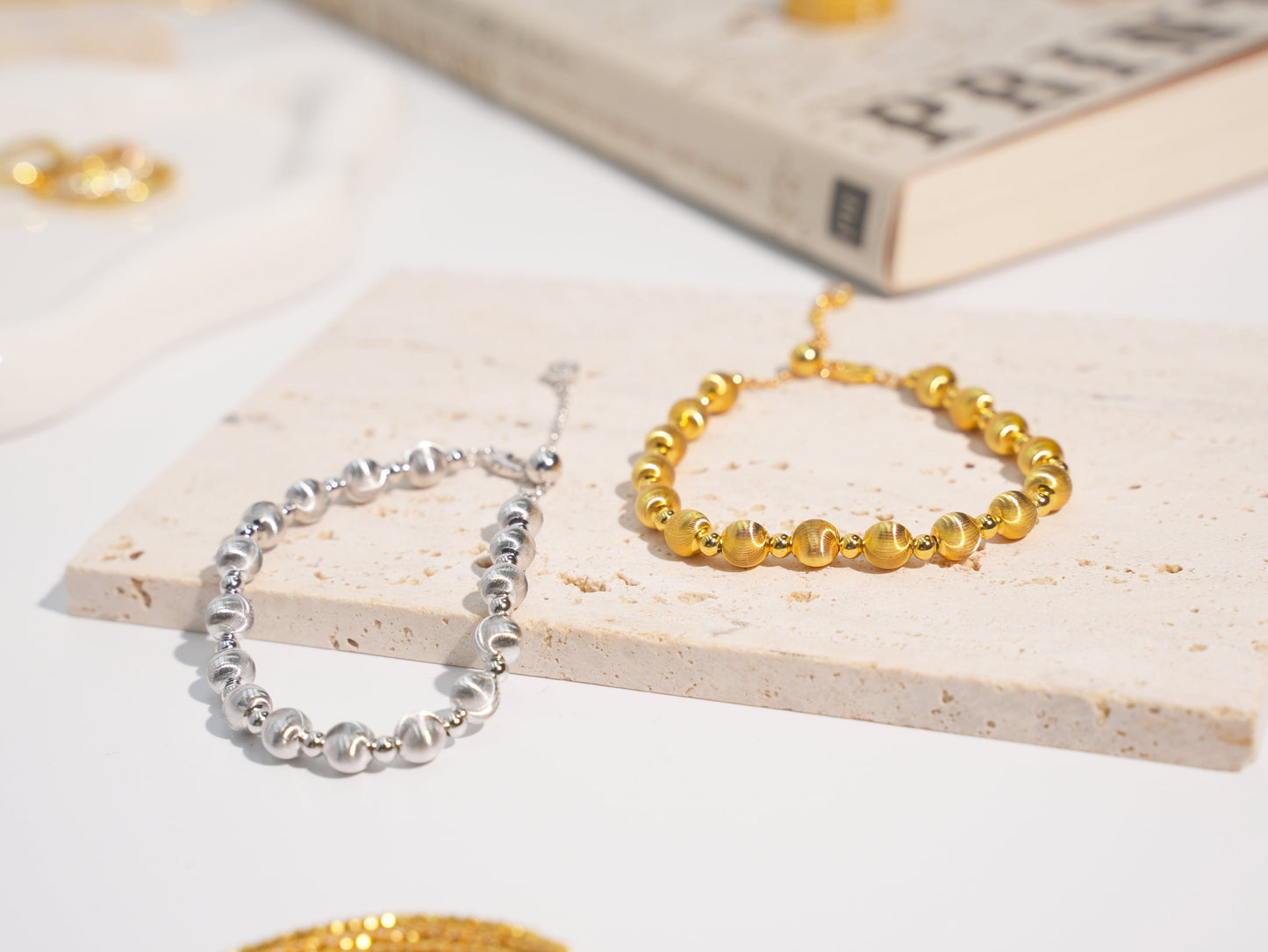 Jo Mavia Sparkling Silver Golden Flow Bracelet