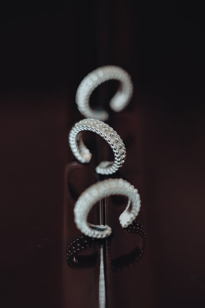 Jo Mavia Silvery Beads Open End Ring