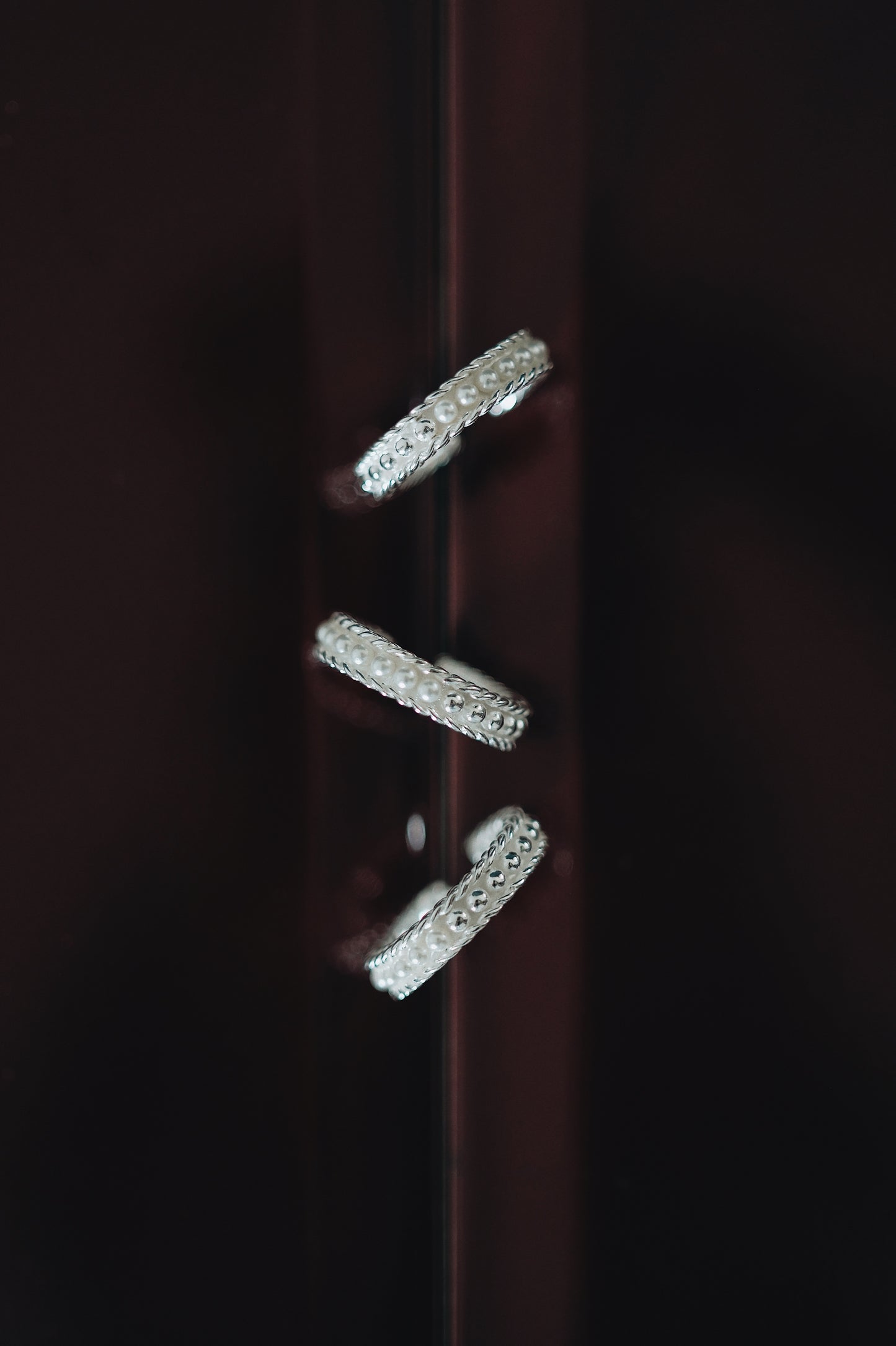 Jo Mavia Silvery Beads Open End Ring